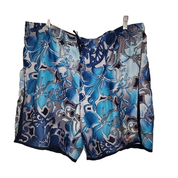 Nike Men's blue tropical print swim trunks shorts Size XL - Picture 1 of 8